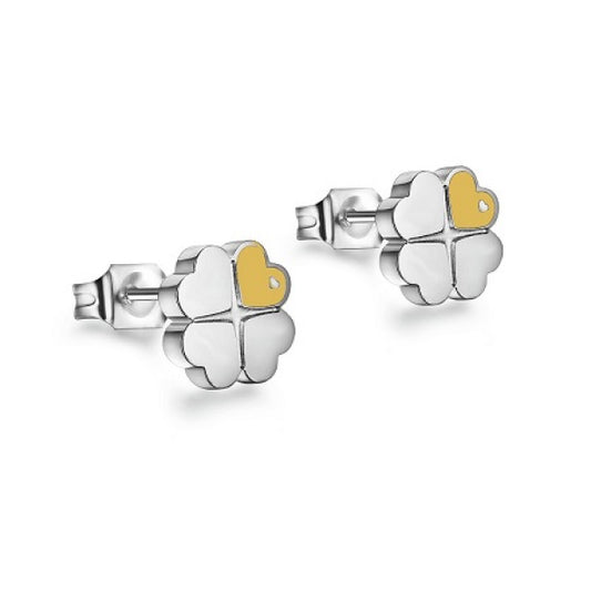Stud earrings four-leaf clover gold 248